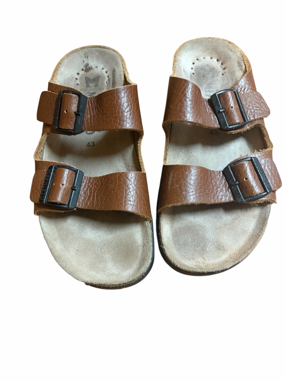 Mephisto Brown Double-Buckle Adjustable Sandals